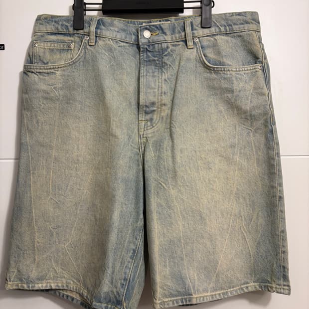 스투시 데님 빅올 쇼츠 샌드워시 사이즈 34