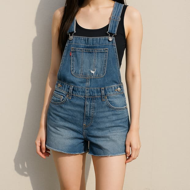 리바이스 데님 오버롤 반바지 멜빵바지