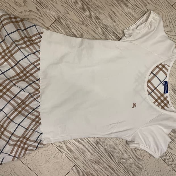 버버리 체크 퍼프 플레어 원피스