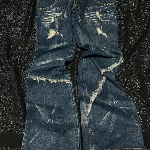 *archive* 2000s LOWBOX lace up 데님팬츠