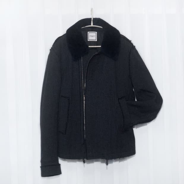 우영미 파리 무톤 카라 트위드 집업 패딩 자켓 (48 / 95-100)