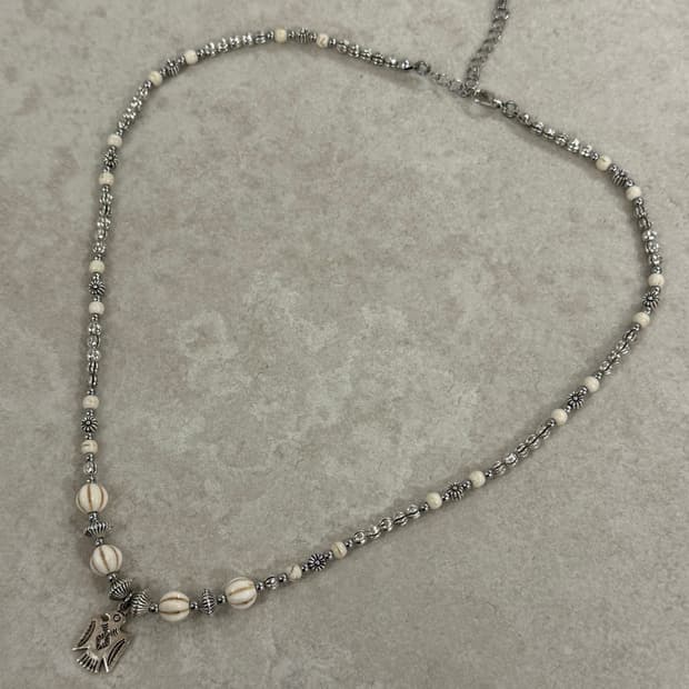 산호 비즈 나바호 목걸이