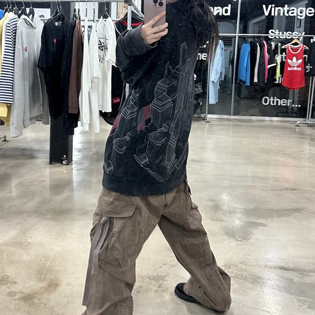 FUBU 00s 빈티지 아플리케 로고 블랙 후드집업