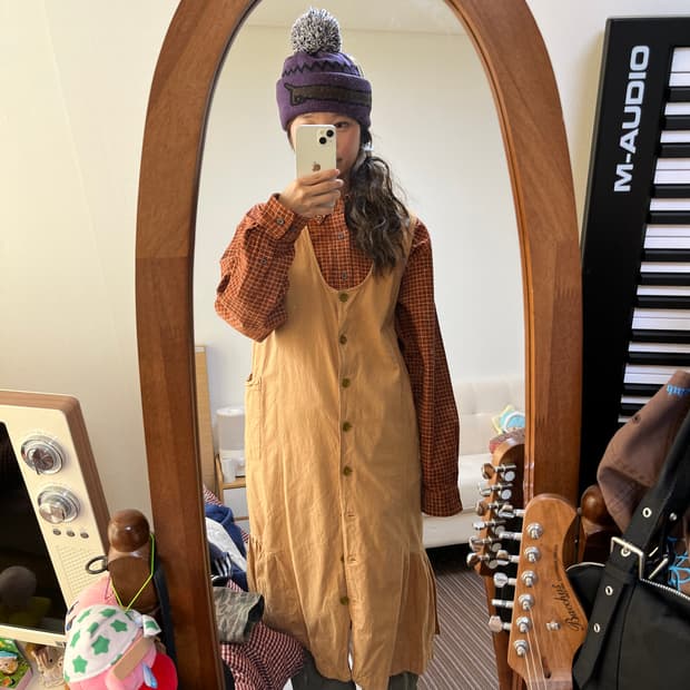 빈티지 강아지 체크셔츠 세트