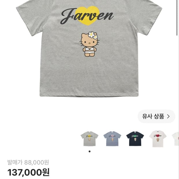파르벵 헬로키티 티셔츠 그레이