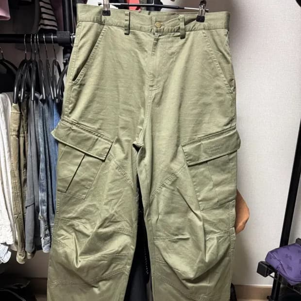 [0] 언더마이카 Mu.109 세미 와이드 카고 팬츠 카키