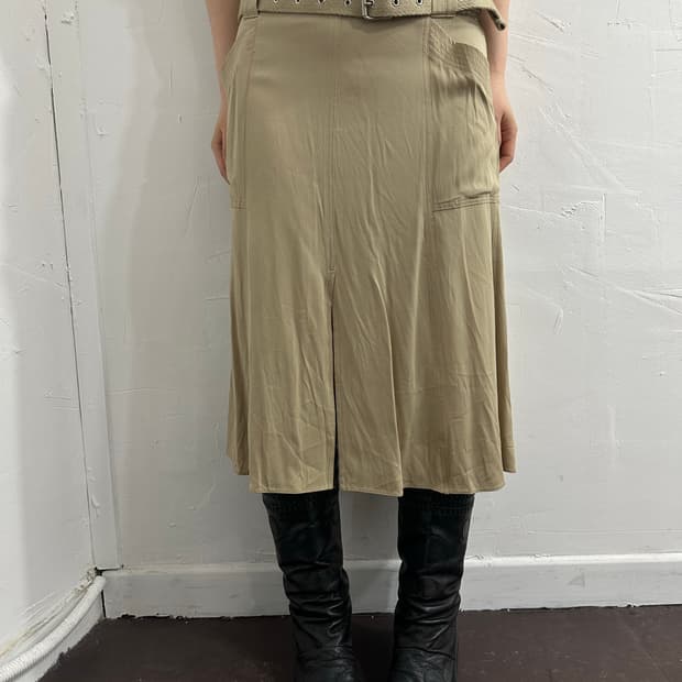 dkny belt midi skirt