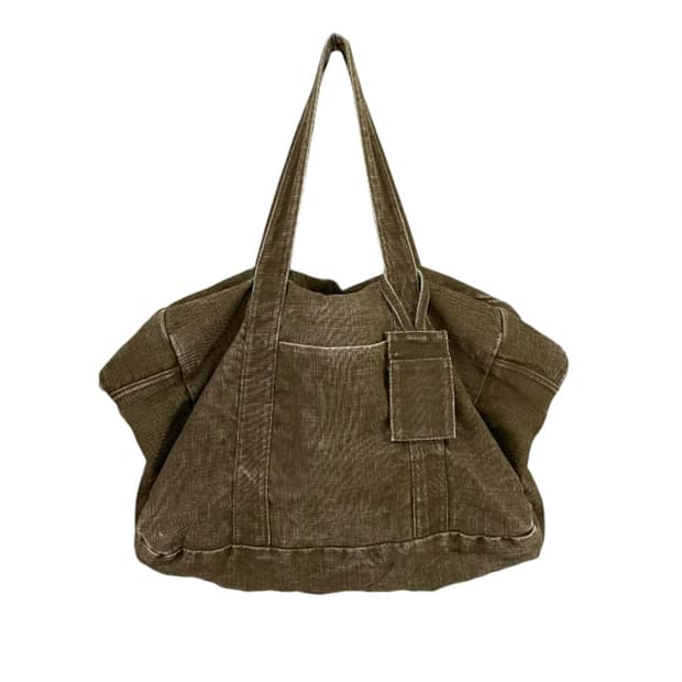 90s Coated Linen Boston Bag