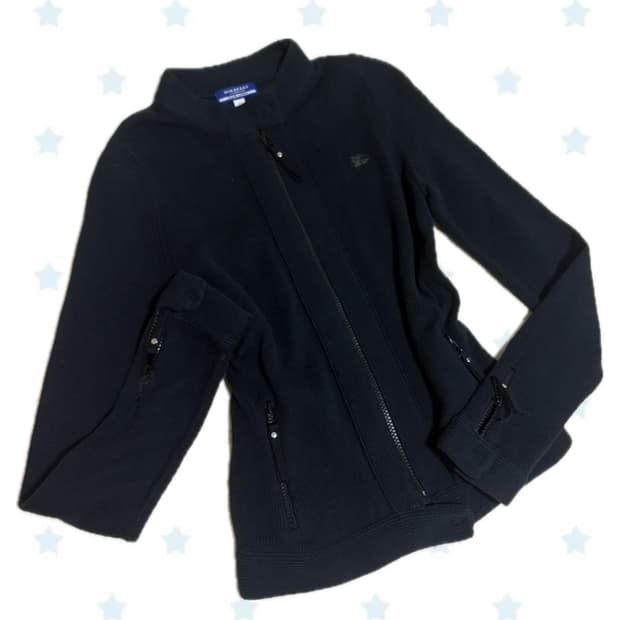 버버리 블루라벨 기마로고 하이넥 니트 집업 가디건 38 사이즈