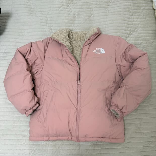 노스페이스 리버시블 뽀글이 패딩 핑크 M/95