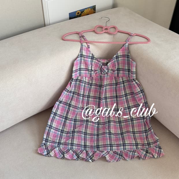 JPN cotton candy plaid ribbon sleeveless