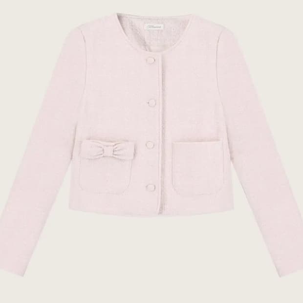 클리시어 캔디 리본 트위드 자켓 핑크