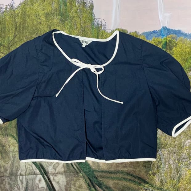 GROVE 22SUMMER PONDE BLOUSE NAVY]