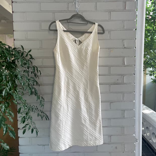 버버리 아이보리 체크 민소매 원피스