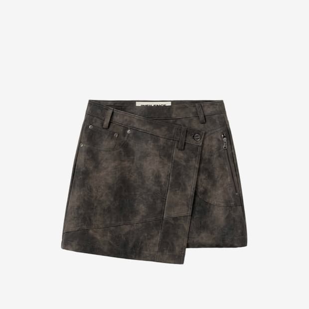인사일런스우먼 언밸런스 레더 스커트 brown