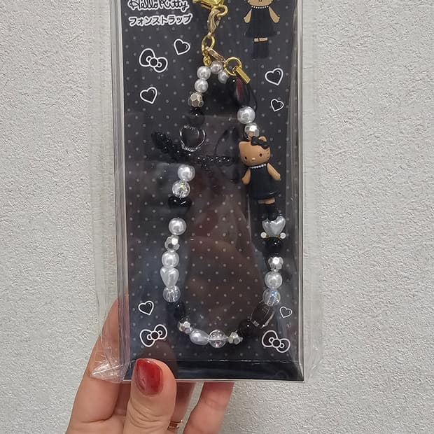 일본정품 롱다리 헬로키티 비즈 키링 태닝 블랙