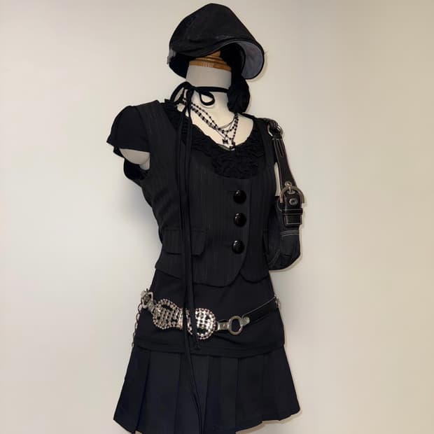 세실맥비 고갸루 프레피 스트라이프 리본 베스트