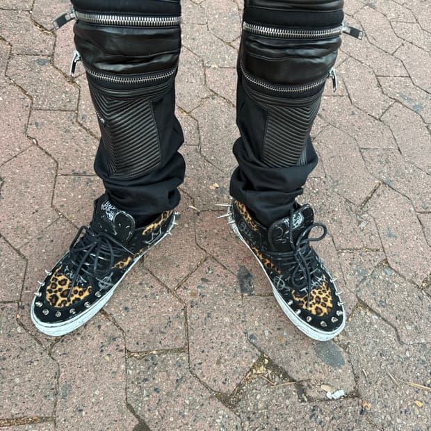 Revenge Madeo 디자이너 스터드 커스텀 치타 레오파드 반스하프캡