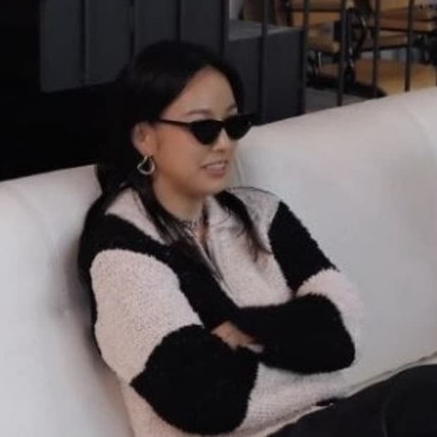 다이애그널 컬러 블록 니트 집업