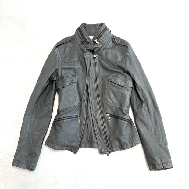 그레이 리얼 레더자켓