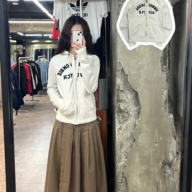 아베크롬비 기모 후드집업 화이트 M #csz2670 