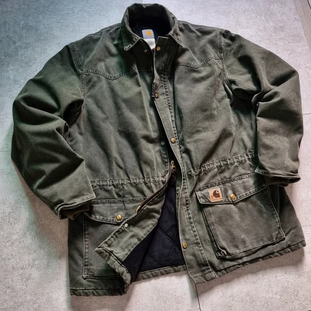 00s USA 칼하트 C46 모스그린 파카 L sz