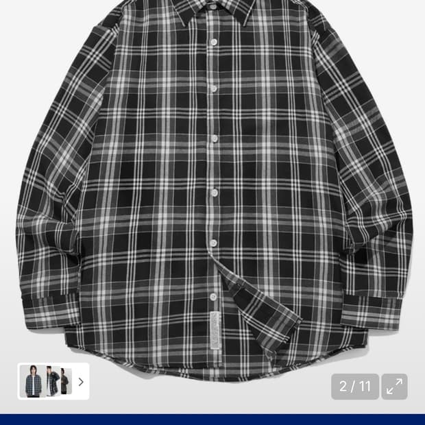 필루미네이트 오버핏 검흰 체크 셔츠