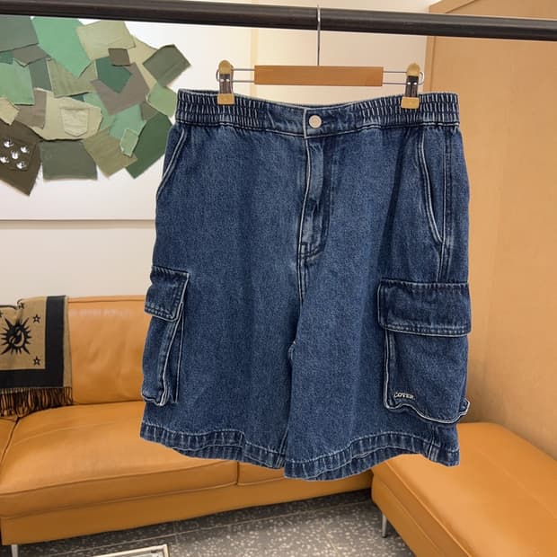 커버낫 밴딩 데님 카고팬츠 반바지 M C05235 