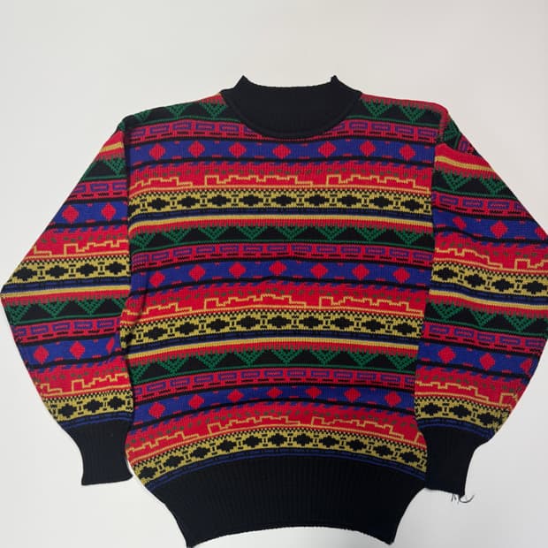 이쁜 빈티지 Vintage 컬러풀 패턴 니트 스웨터 L