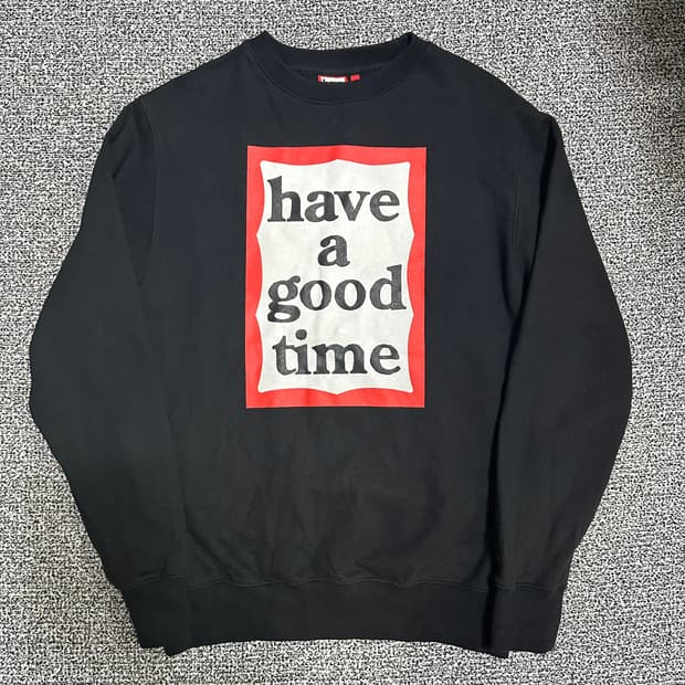 (S) Have a good time 검정색 맨투맨 티셔츠