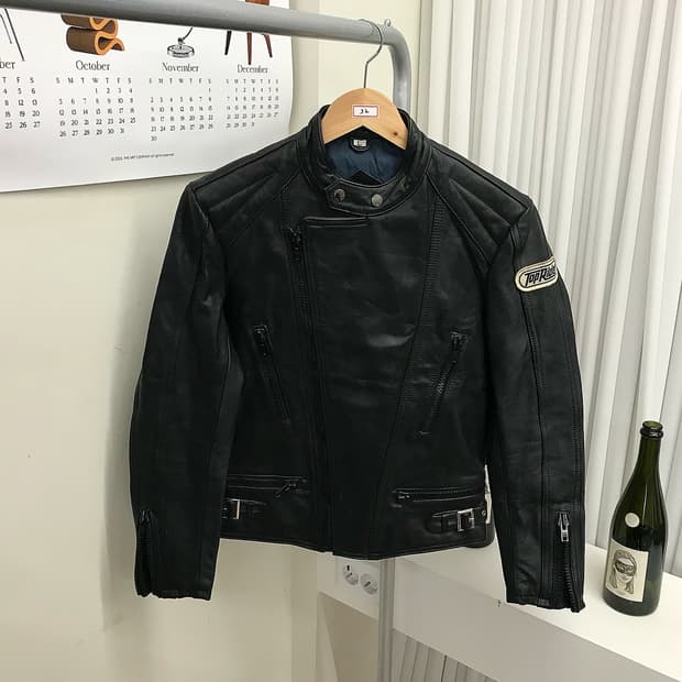 빈티지 레더 라이더 바이커 자켓