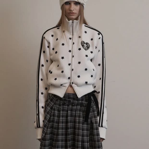 셋업이엑스이 star sporty zipup/white 집업 카리나착용