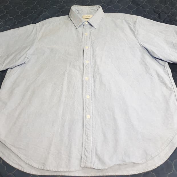 라퍼지스토어 맨 오가닉코튼100% 오버핏 옥스퍼드 반팔셔츠 블루 (L)