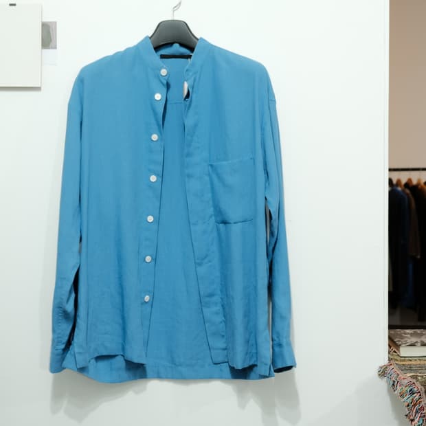 Haider ackermann skyblue linen shirt