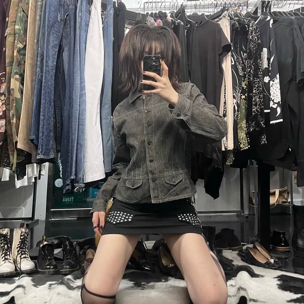 스티치 포인트 데님 자켓