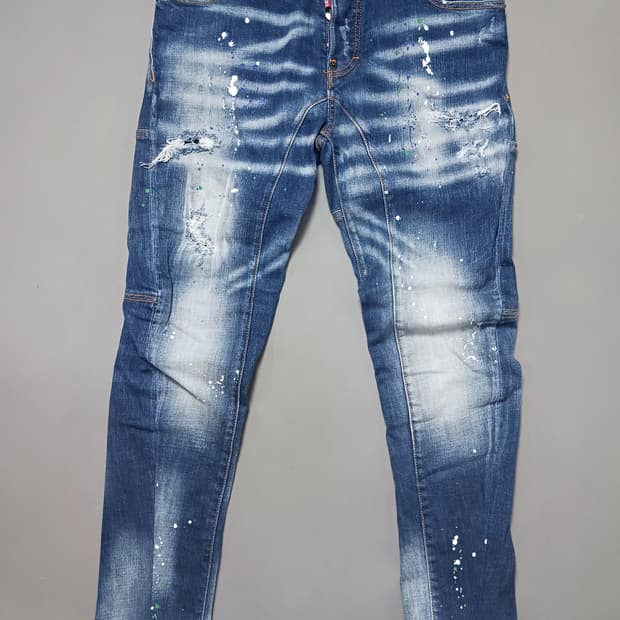 [50] 디스퀘어드2 멀티페인트 스팟 타이디바이커진 청바지 34 35