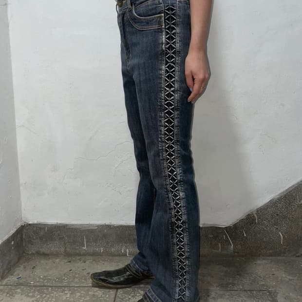 Grey Pleats Denim