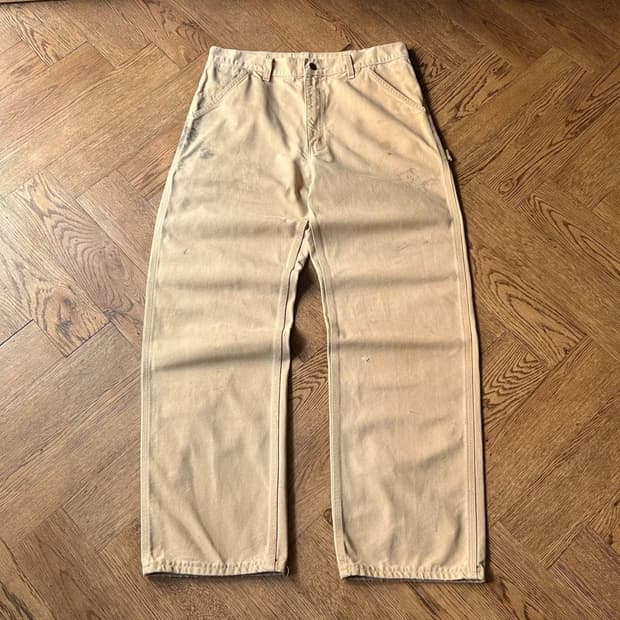 [34]칼하트 USA 더티워싱 밀 베이지 싱글니 카펜터 워크 팬츠