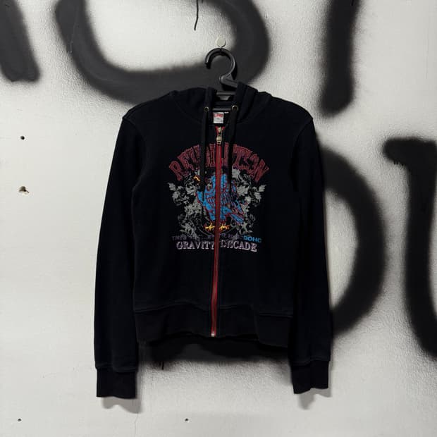 VTG 빈티지 빅 프린팅 펑크 크롭 집업 후디