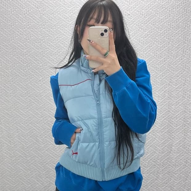 푸마 올드스쿨 레트로 스카이블루 패딩 조끼 M C07645