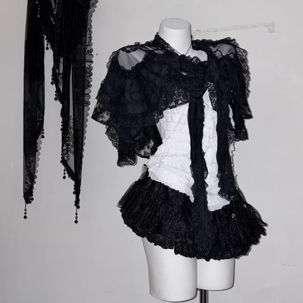 고스 레이스 케이프 고딕 시스루 프릴 다크로맨틱