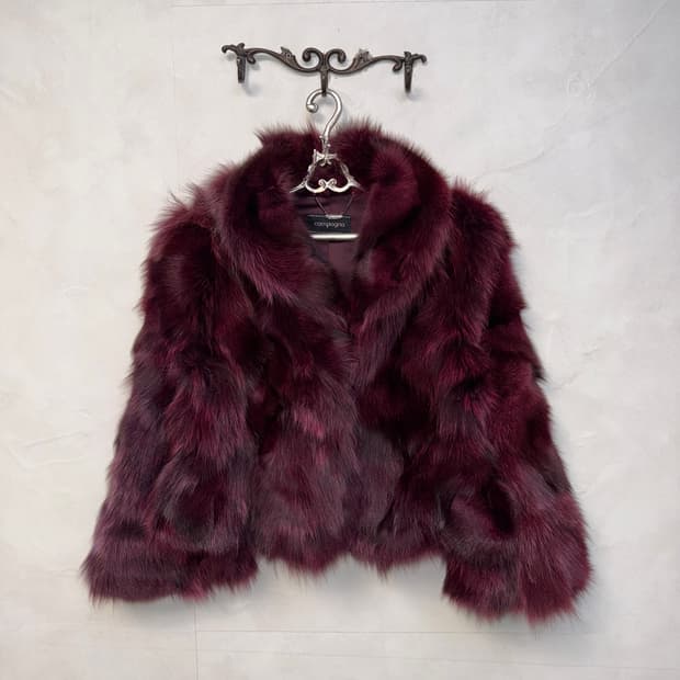 Cherry pink fox fur short jacket 