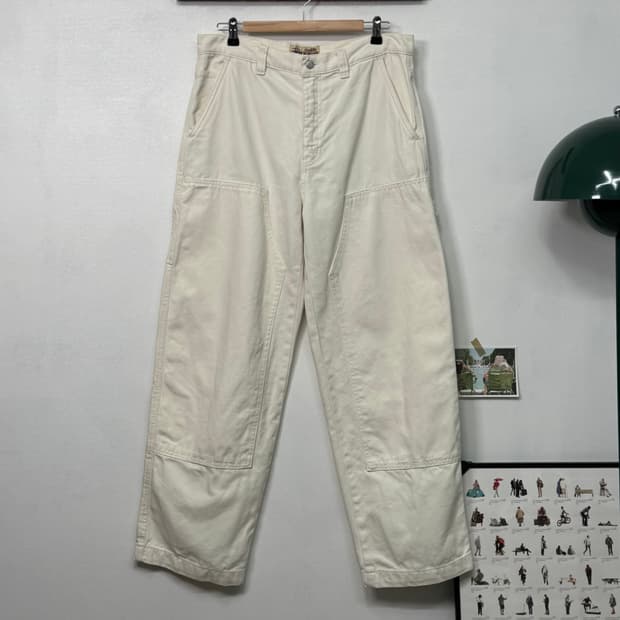 스투시 워크웨어 더블니 화이트 진/P11