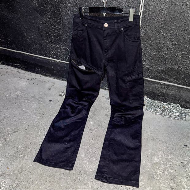 Black Utility Straight Pants  매트한 블랙 코튼 