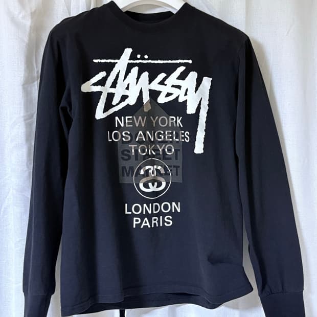 스투시 도버 스트리트 마켓 월드투어 크루넥 블랙