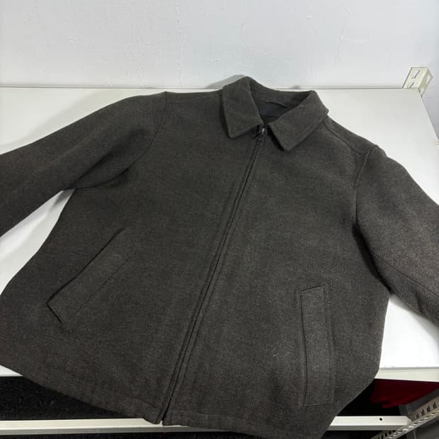 L 유니클로 딥브라운 카라넥 울자켓