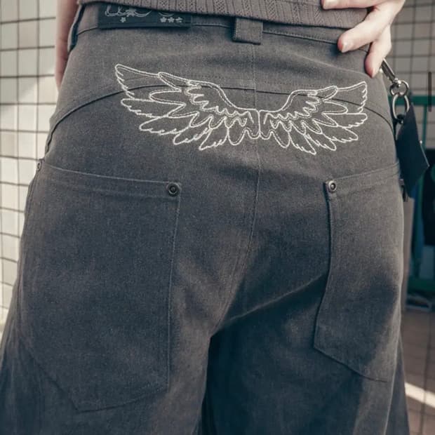 허그유어스킨 엔젤 윙 버뮤다팬츠 차콜m