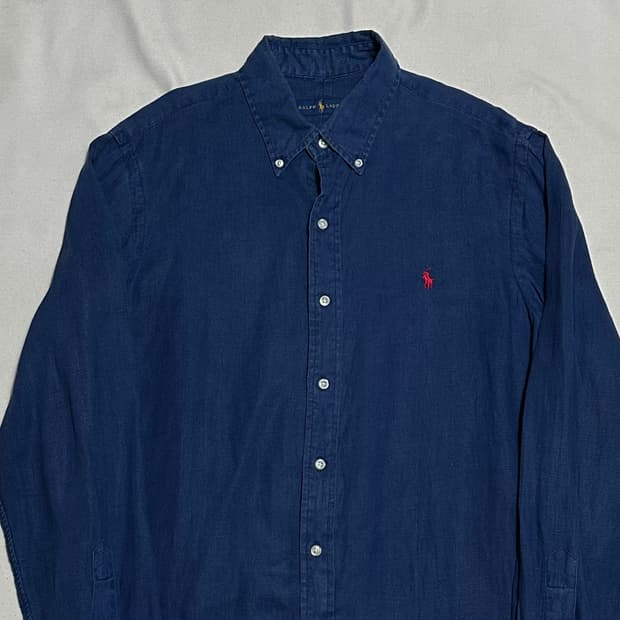 L 폴로랄프로렌 네이비 린넨 셔츠
