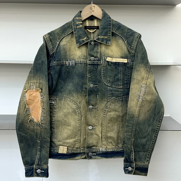 어드밴티지 사이클 페이드 디스트레스드 보로 데님 자켓