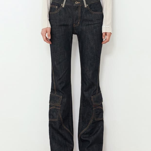 택o새상품) 보헤미안서울 SELVEDGE CARGO BOOTCUT블루